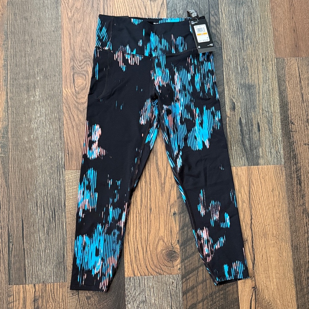 Under Armour Black and Blue Patterned Athletic Leggings
